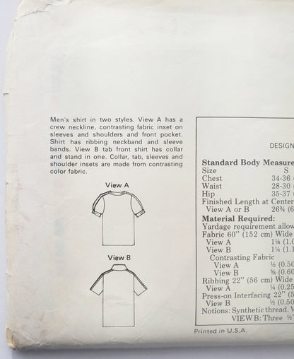 KWIK SEW Sewing Pattern 1083, Mens, Shirts, Crew Neckline, Front Pocket, Size S-XL