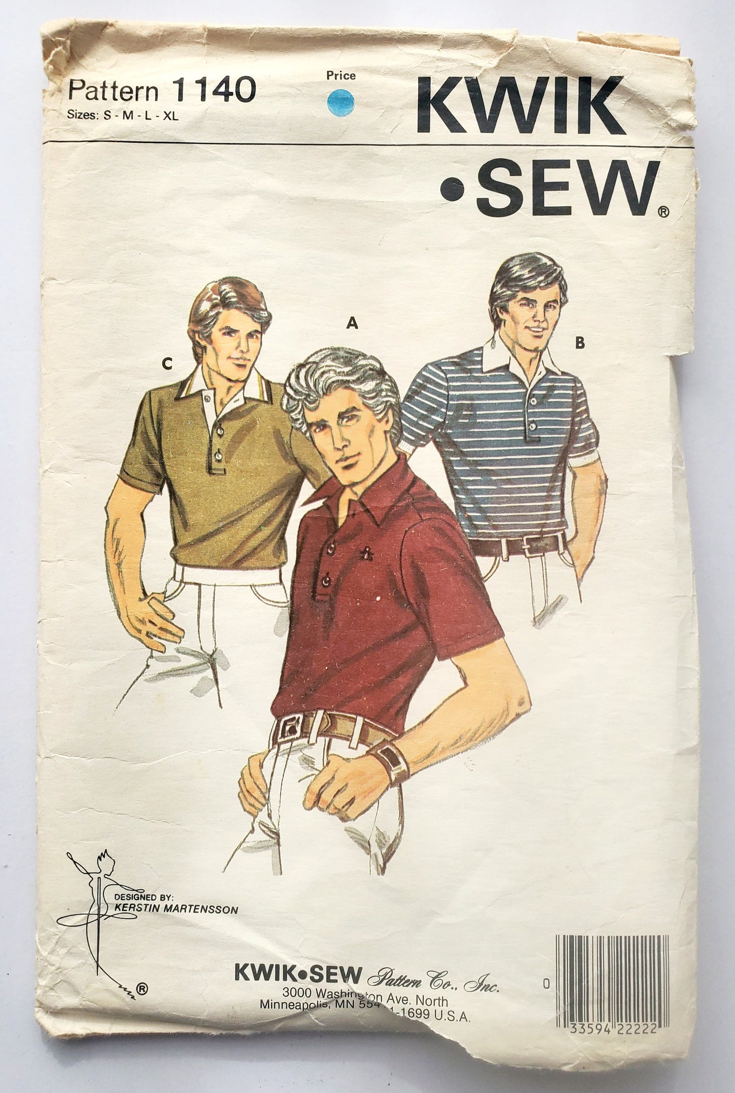 KWIK SEW Sewing Pattern 1140, Polo Shirt, Shirt, Buttoned Slit, Longer Back, Side Hemline Slits, Size S-XL