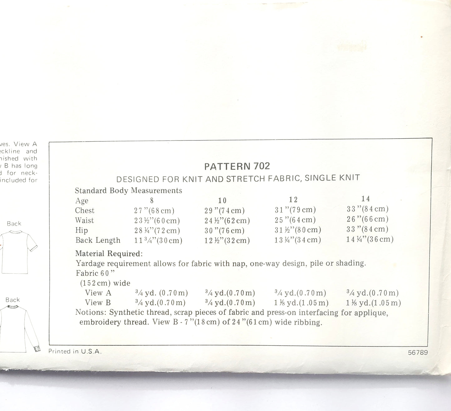 KWIK SEW Sewing Pattern 702, Girls, Kids, T-shirt, Top, Set-in-Sleeves, Size 8-14