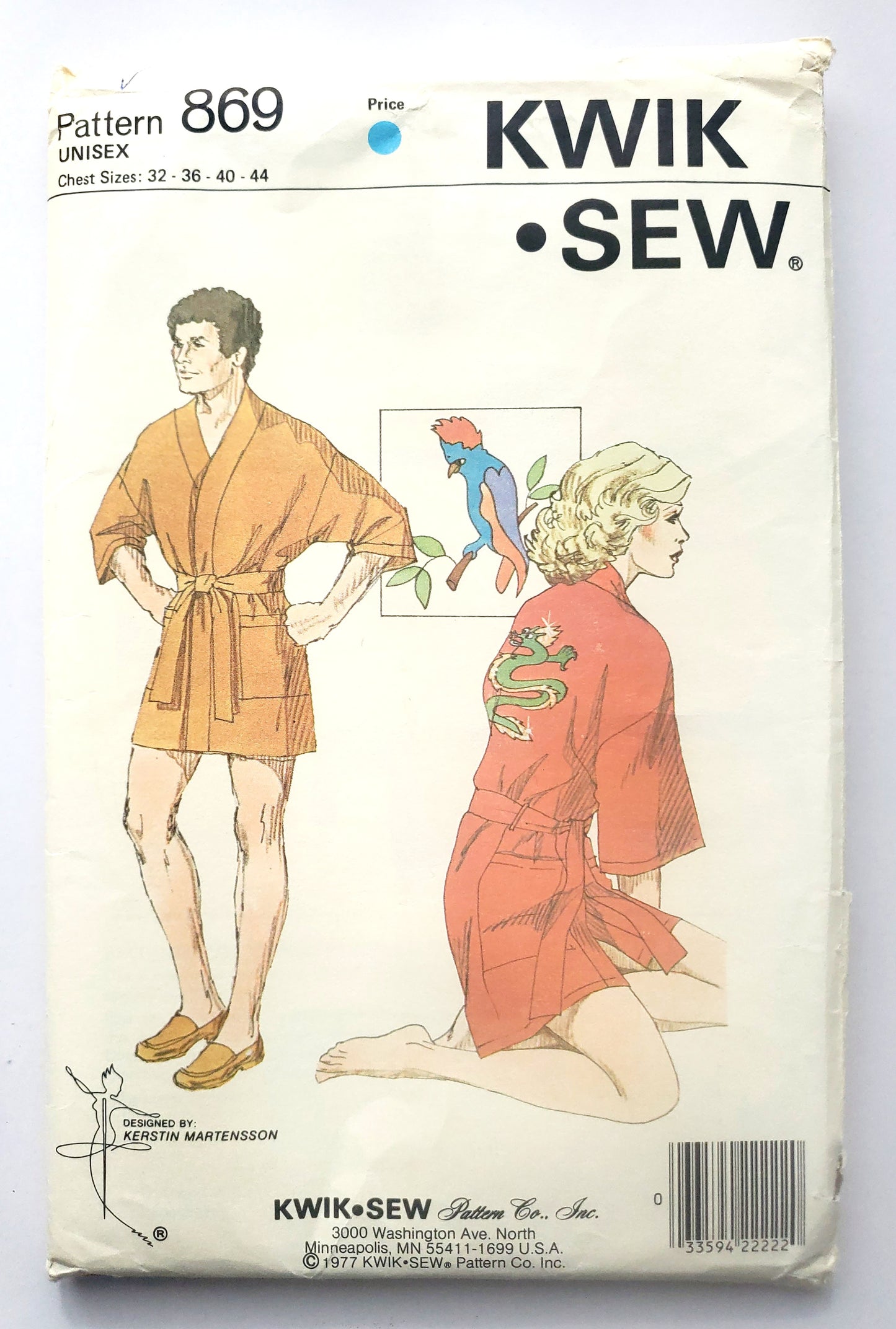 KWIK SEW Sewing Pattern 869, Men's, Women's, Unisex, Kimono, Japanese Robe, Robe, Bathrobe, Dressing Gown, Size 32-44