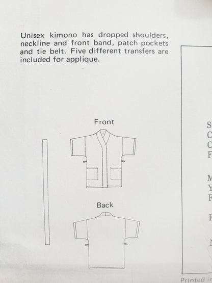 KWIK SEW Sewing Pattern 869, Men's, Women's, Unisex, Kimono, Japanese Robe, Robe, Bathrobe, Dressing Gown, Size 32-44