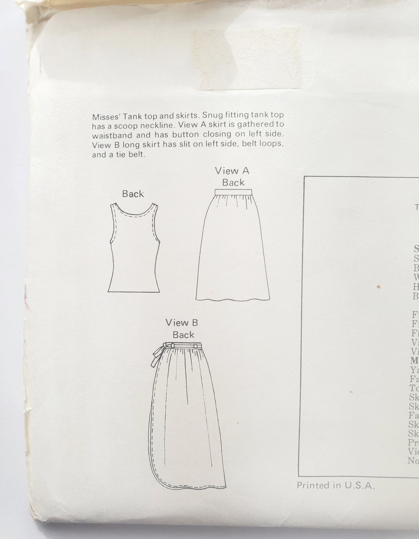 KWIK SEW Sewing Pattern 1091, Top, Tank Top, Skirt, Slit, Side Buttons, Size 6-12