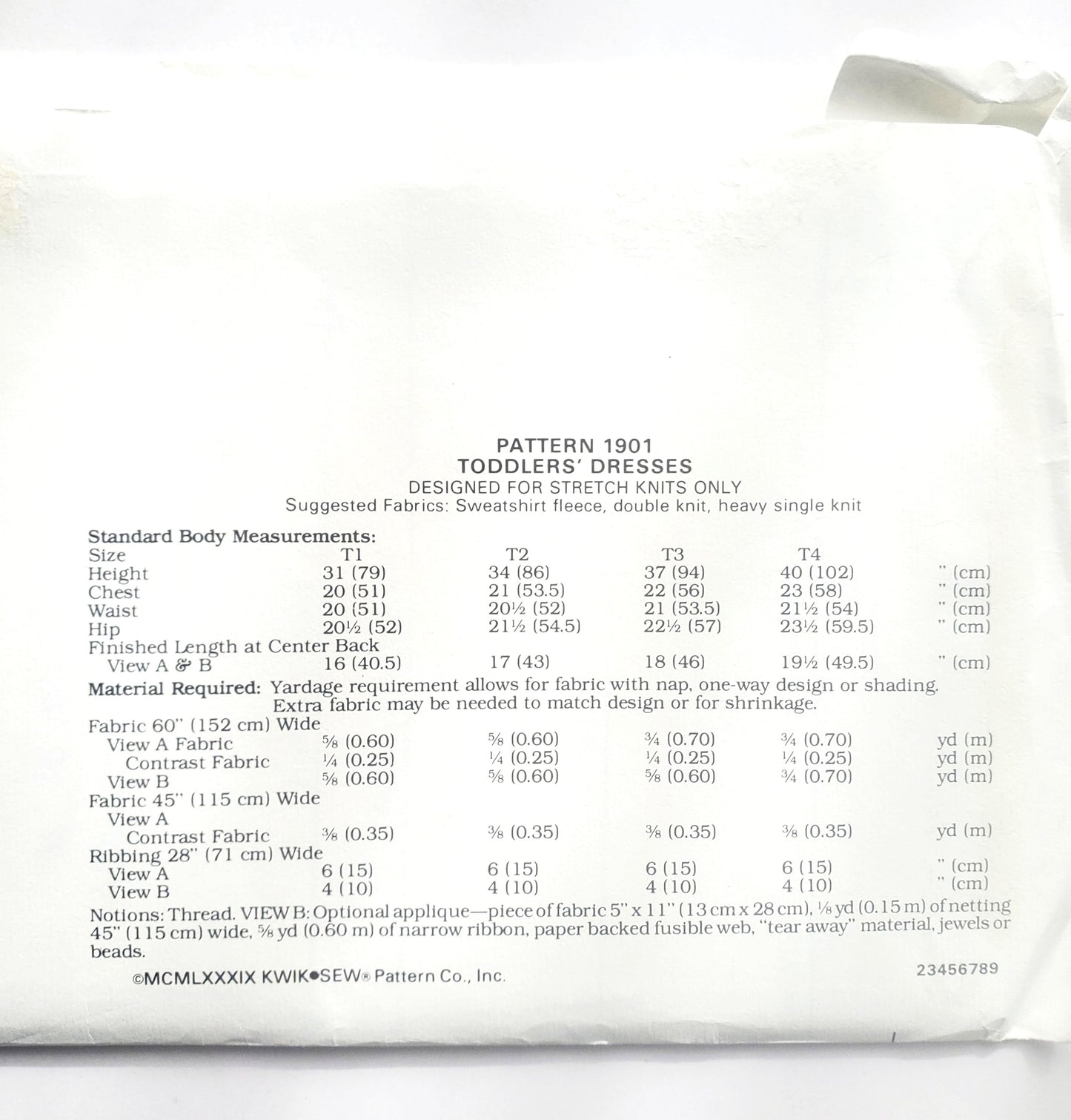 KWIK SEW Sewing Pattern 1901, Toddler, Kids,Dress, Flounce, Gathered Skirt, Applique, Size 1-4