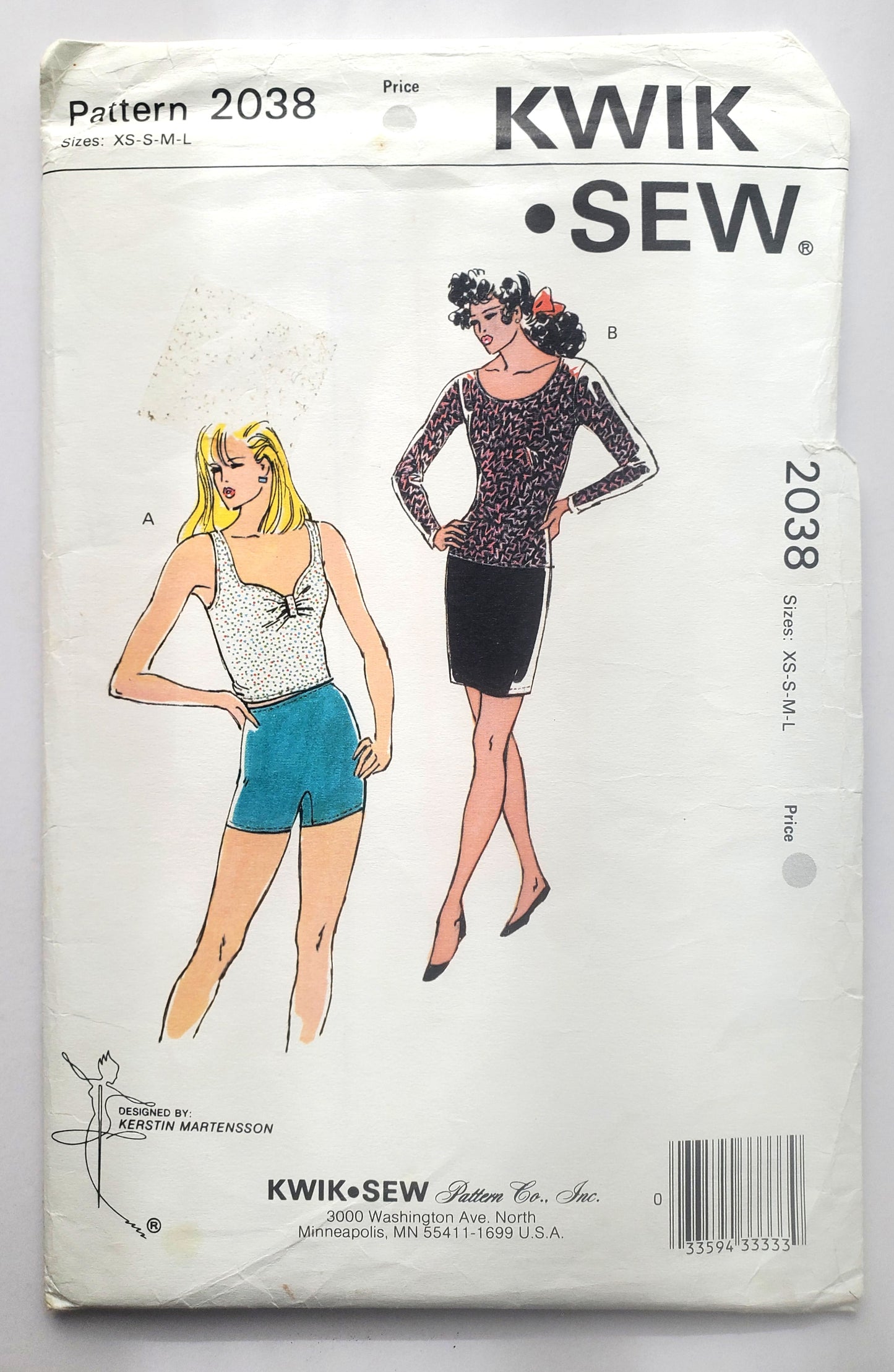 KWIK SEW Sewing Pattern 2038, Tops, Close-Fitting, Shorts, Skirt, Size XS-L