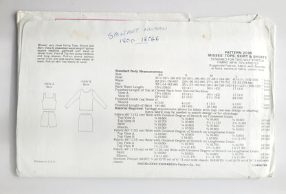 KWIK SEW Sewing Pattern 2038, Tops, Close-Fitting, Shorts, Skirt, Size XS-L