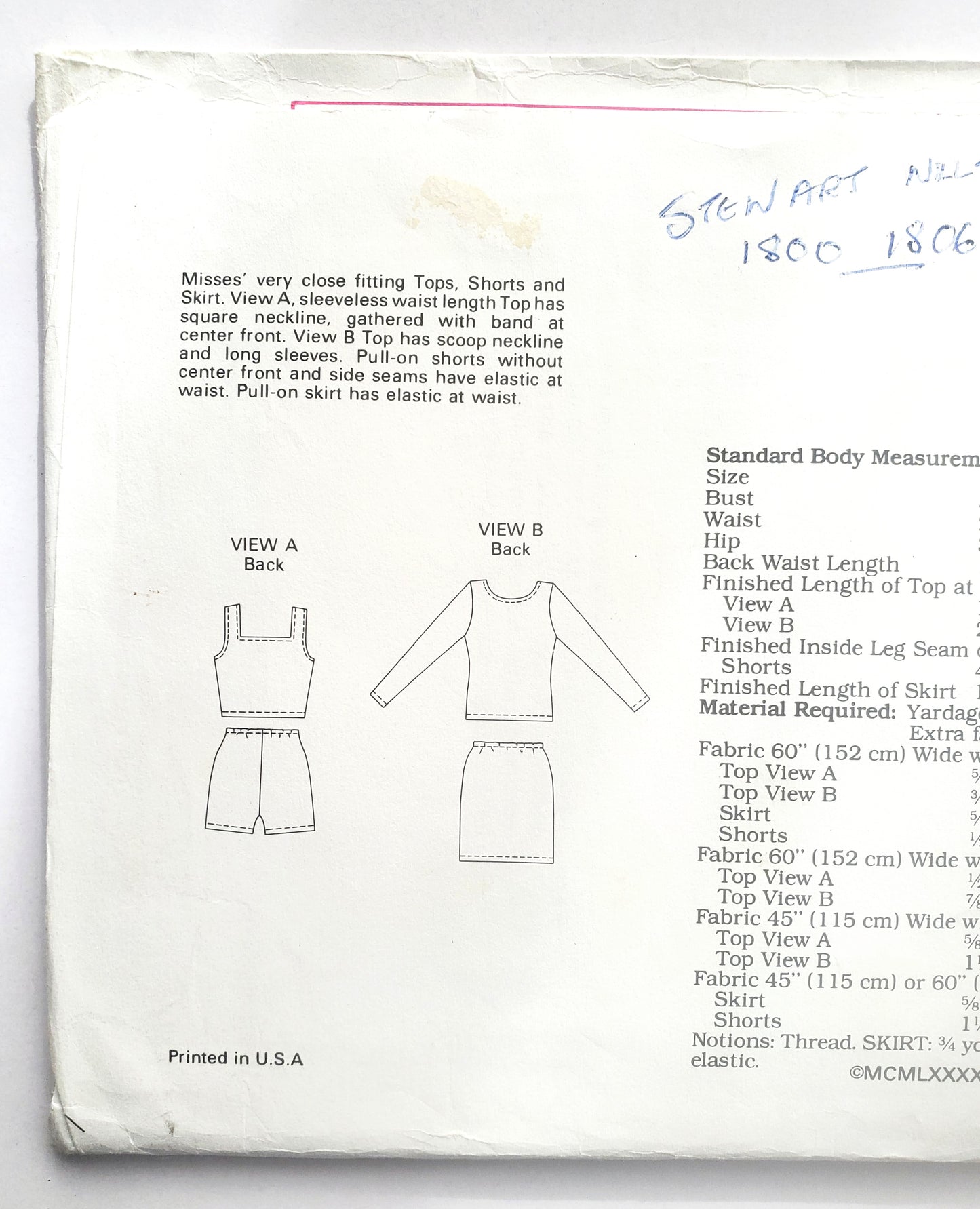 KWIK SEW Sewing Pattern 2038, Tops, Close-Fitting, Shorts, Skirt, Size XS-L