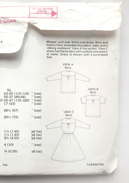 KWIK SEW Sewing Pattern 2171, Shirts, Dress, Size XS- XL