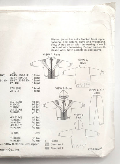 KWIK SEW Sewing Pattern 2181, Tracksuit, Pants, Jacket, Windbreaker, Zipped Jacket, Size XS-XL