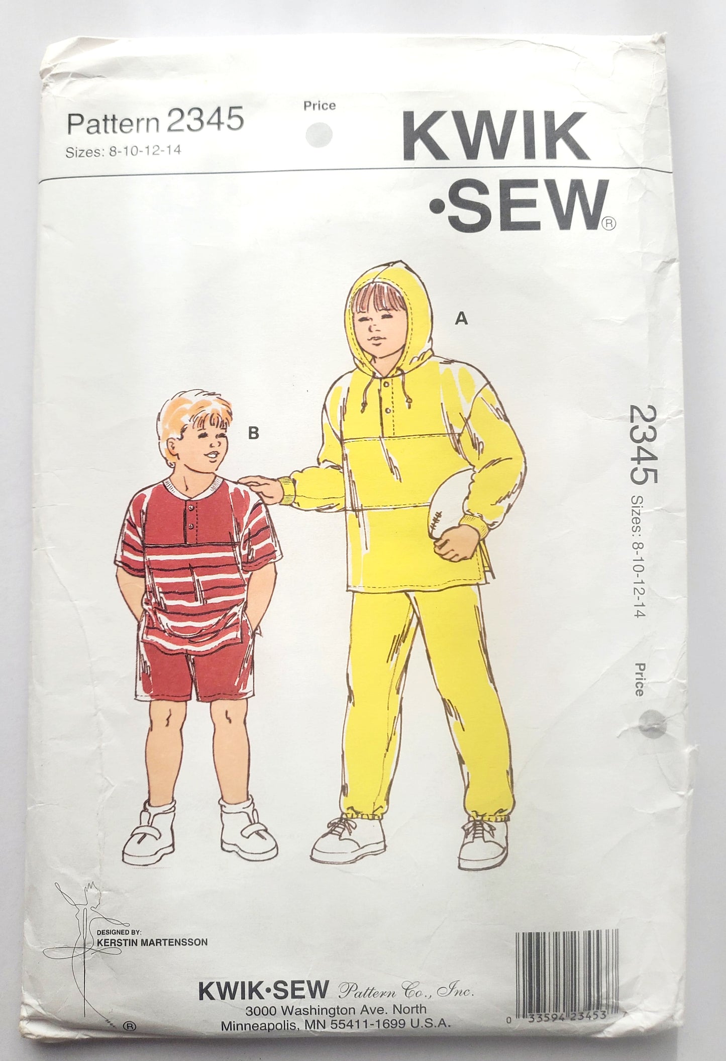 KWIK SEW Sewing Pattern, 2345, Boys, Shirts, Pants, Shorts, Kids, Size 8-14