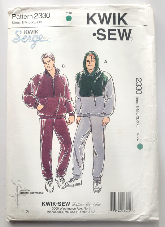 KWIK SEW Sewing Pattern, 2330, Men's Jogging Suit, Pants, Pullover Shirts, Sweater, Size S-XXL