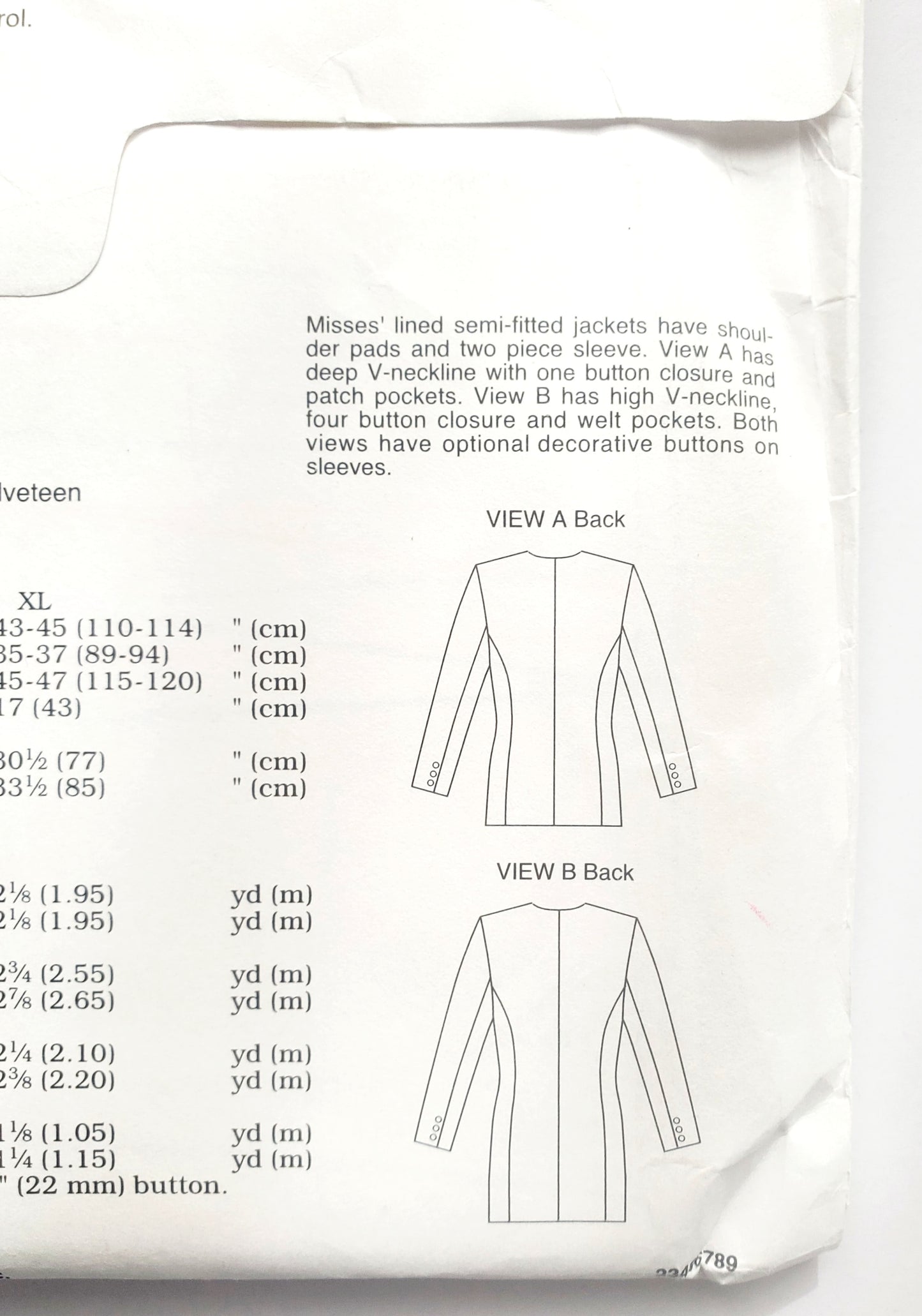 KWIK SEW Sewing Pattern, 2465, Jacket, Semi-Fitted Jackets, Size XS-XL