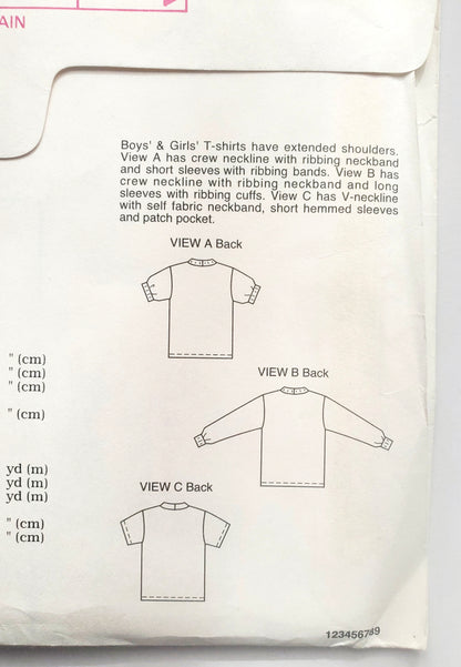 KWIK SEW Sewing Pattern, 2478, Kids, Boys, Girls, T-shirts, Tops, Size 4-7