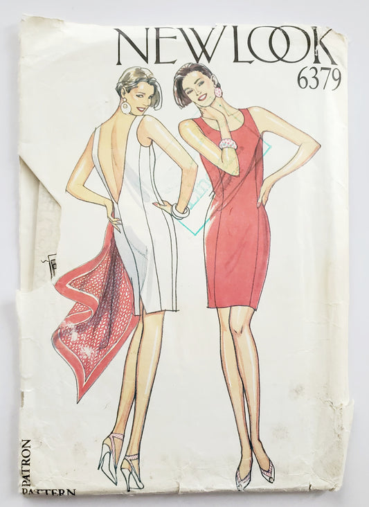 NEW LOOK Sewing Pattern 6379 Vintage Fitted Dress, Princess Seams with Deep V-Back - Size 8-18