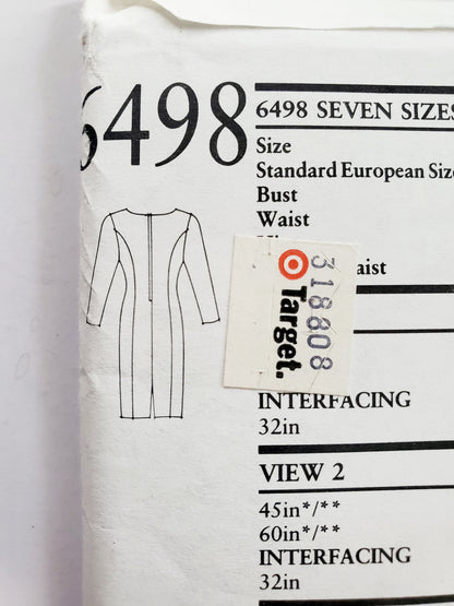 NEW LOOK Sewing Pattern 6498 Two Dresses. Heart or Scoop Neckline, Fitted, Princess Seams Size 6-18