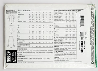NEW LOOK Sewing Pattern N66096 Skirt with Uneven Hem, Sleeveless or Short Sleeved Top with Fabric Tie at Front  Size 8-20