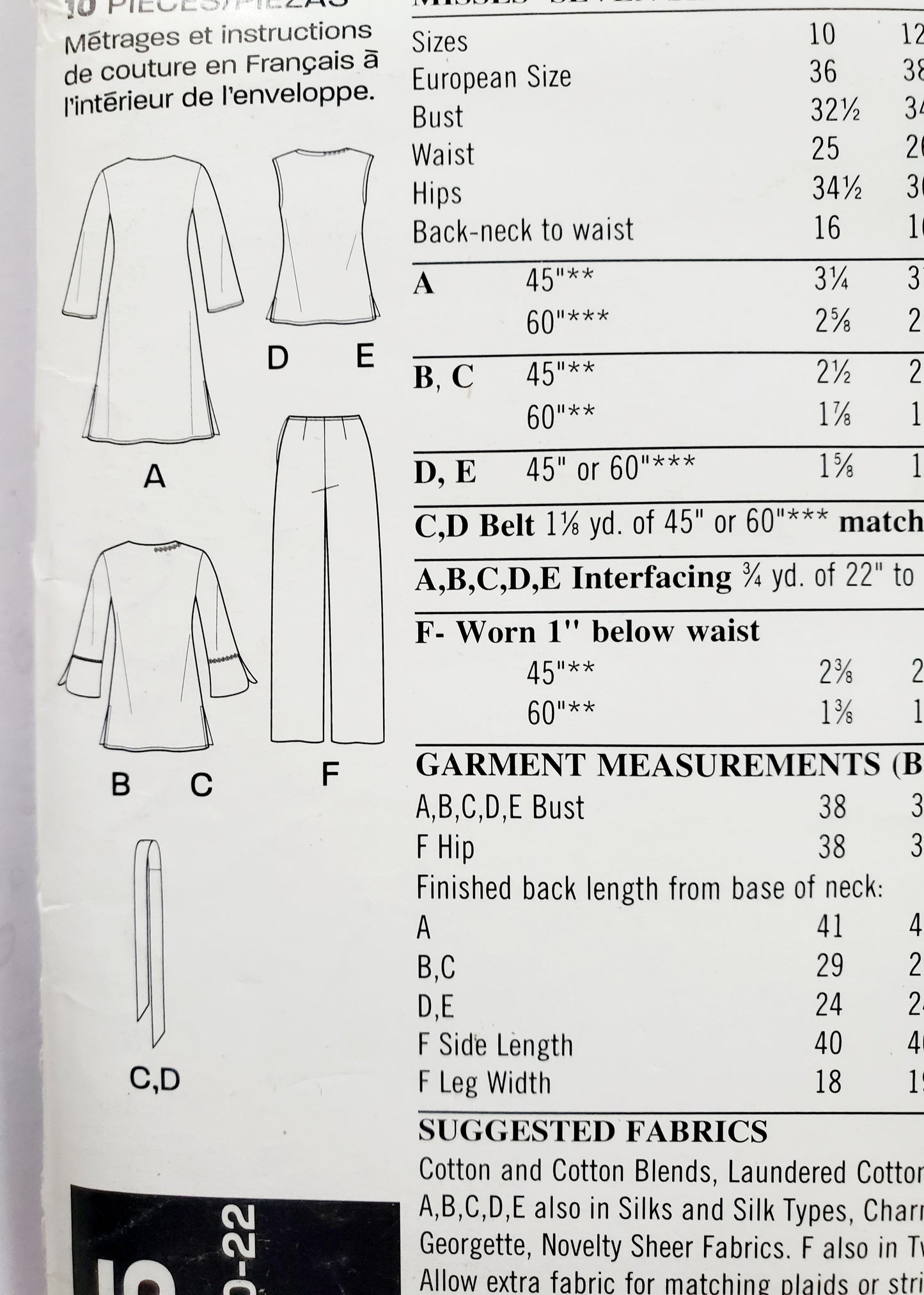 NEW LOOK Sewing Pattern 6715 Tunic, Tops with Flared Cuffs, V-Neckline, Pants. Size 10-22