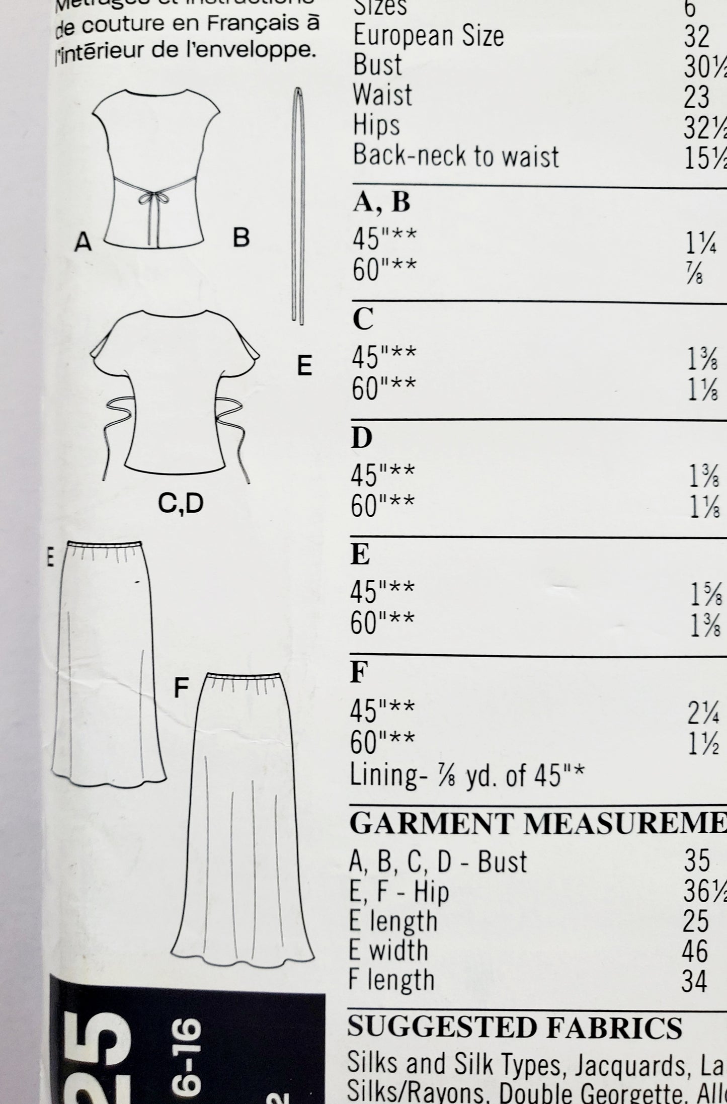 NEW LOOK Sewing Pattern 6325 V-Neck Tops & Skirt Variations Size 6-16