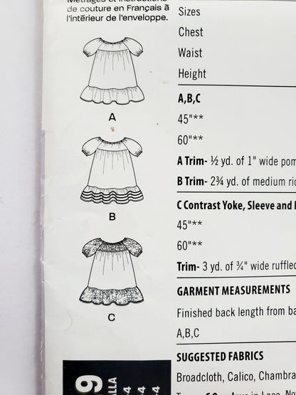 NEW LOOK Sewing Pattern N6629 Kids Girls Toddler Dress with Cute Pom Pom Trim & Ruffles. Size 1/2 - 4 (Copy)