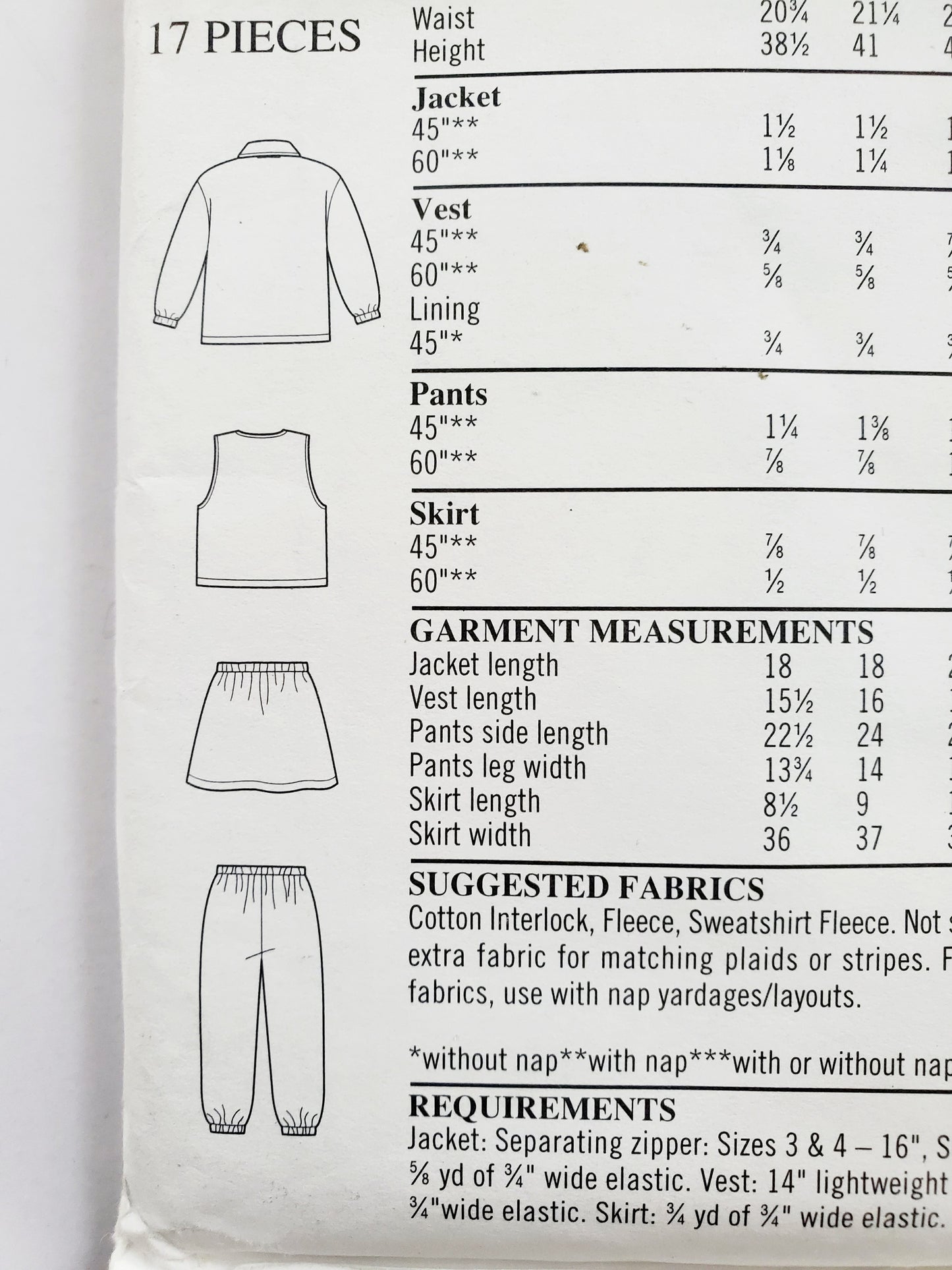 NEW LOOK Sewing Pattern 6658 Kids Unisex Boys & Girls Vest, Zipped Jacket, Elastic Waisted Pants & Skirt Size 3-8
