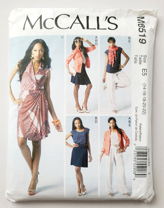 MCCALLS Sewing Pattern M6519 Jacket, Top, Collared Sleeveless Dress, Skirt, Pants Size 14-22