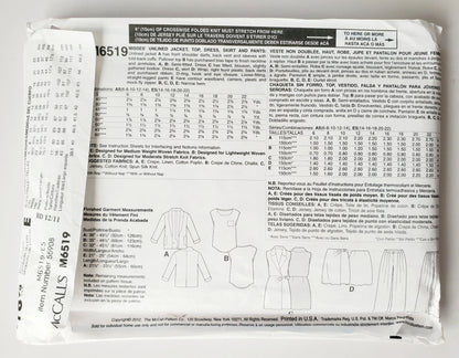 MCCALLS Sewing Pattern M6519 Jacket, Top, Collared Sleeveless Dress, Skirt, Pants Size 14-22