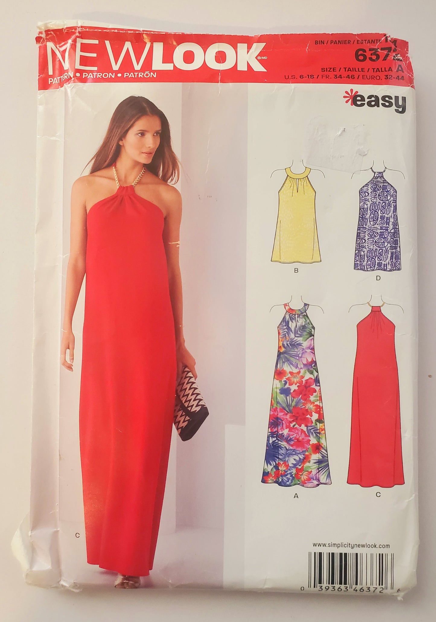 NEW LOOK Sewing Pattern 6372 Halter Neck Dress & Tops Variation - Size 6-18