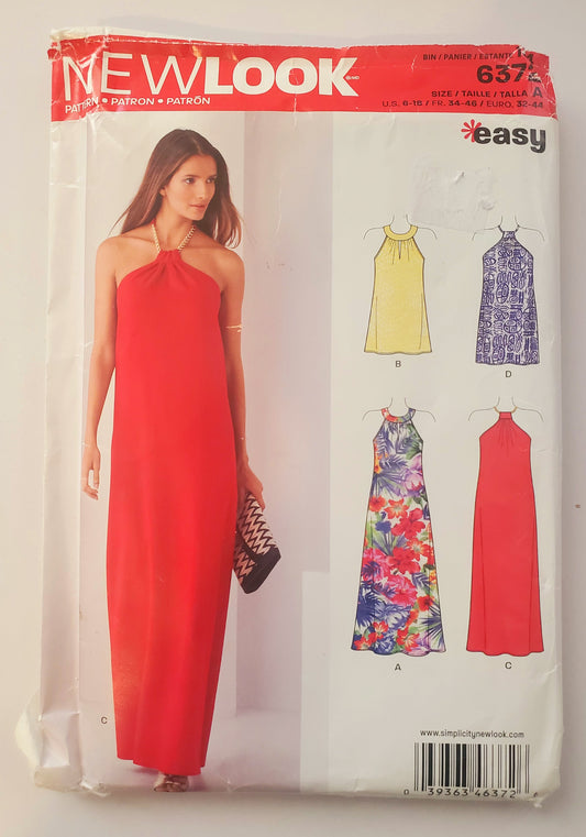 NEW LOOK Sewing Pattern 6372 Halter Neck Dress & Tops Variation - Size 6-18