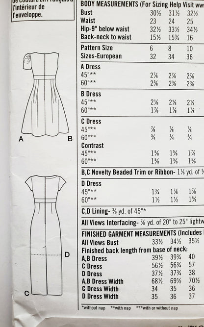 SIMPLICITY Sewing Pattern 2549, Designer Dress, Evening and Day Dress, Size 14-22