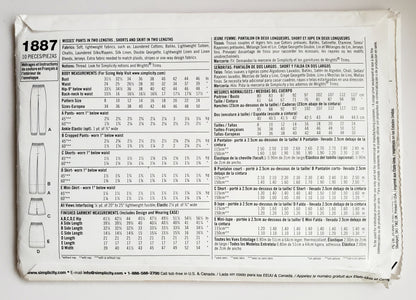 SIMPLICITY Sewing Pattern 1887 Pants, Cropped Pants, Shorts, Skirt, Mini Skirt SIZE 16-24