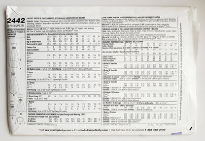 SIMPLICITY Sewing Pattern 2442, Evening Dress with Bolero, Length Variations Size 6-14