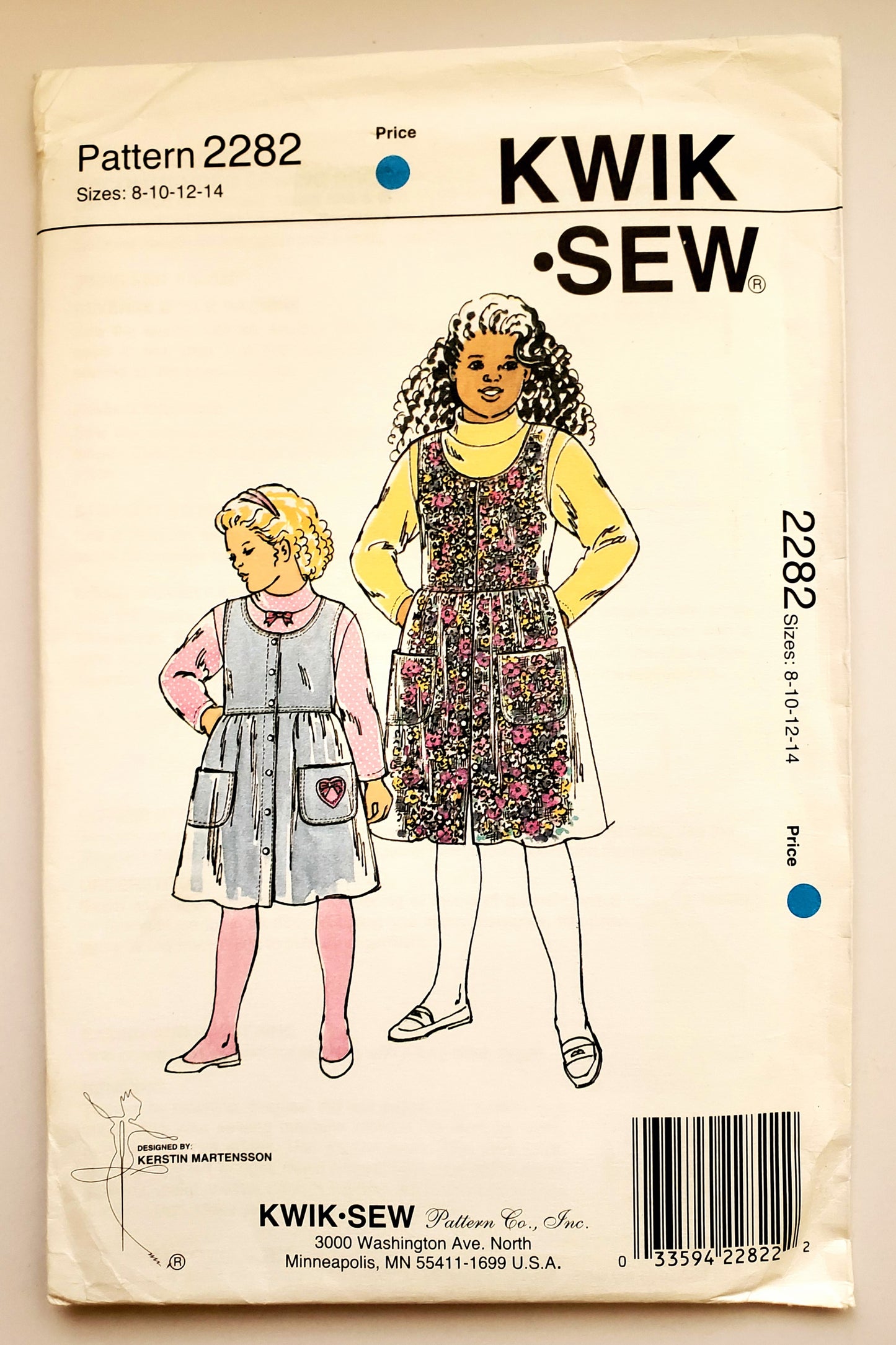 KWIK SEW 90's Sewing Pattern 2282, Girls, Jumpers, Shirts, Mock Turtleneck, Size 8-14
