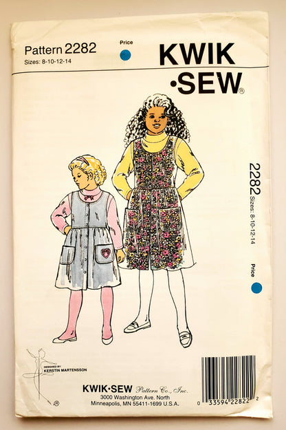KWIK SEW 90's Sewing Pattern 2282, Girls, Jumpers, Shirts, Mock Turtleneck, Size 8-14