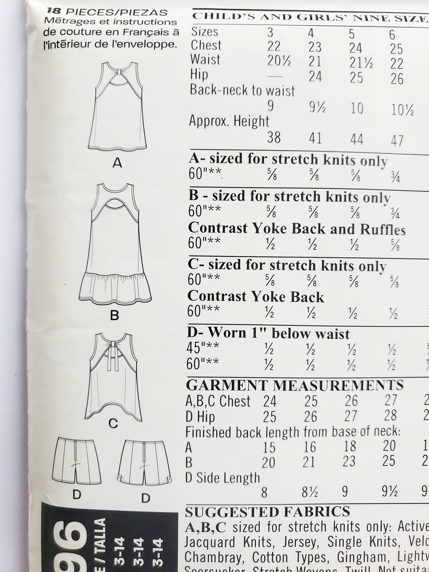 NEW LOOK Sewing Pattern 6296 Kids Girls Tweens Casual Sleeveless Tank Dress, Top, Cut Out Detail Shorts Sizes 3-14