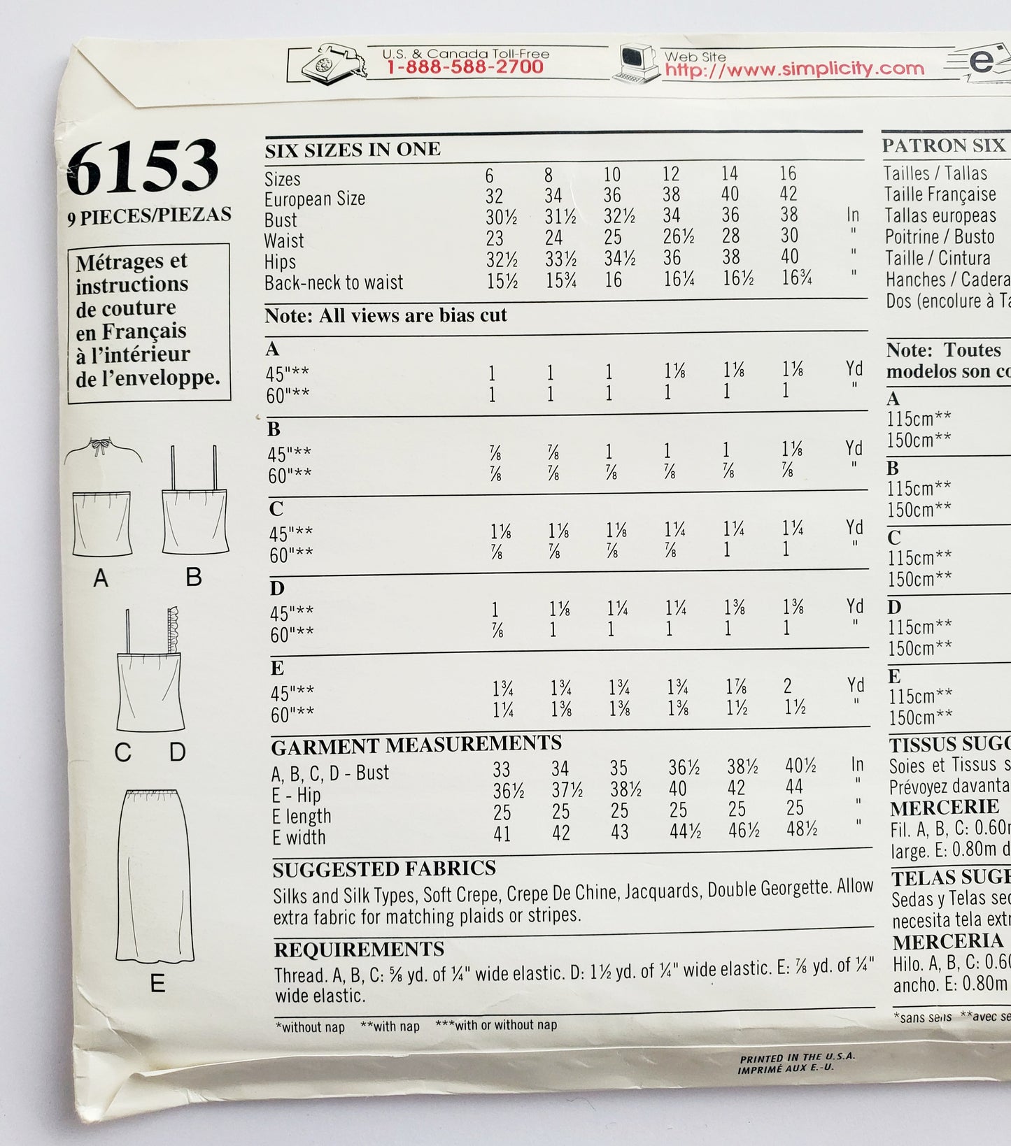 NEW LOOK Sewing Pattern 6153 Singlet Tops, Halter Neck Top, Skirts Size 6-16