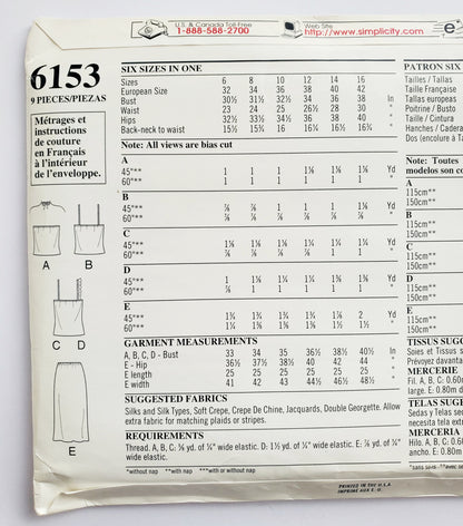 NEW LOOK Sewing Pattern 6153 Singlet Tops, Halter Neck Top, Skirts Size 6-16