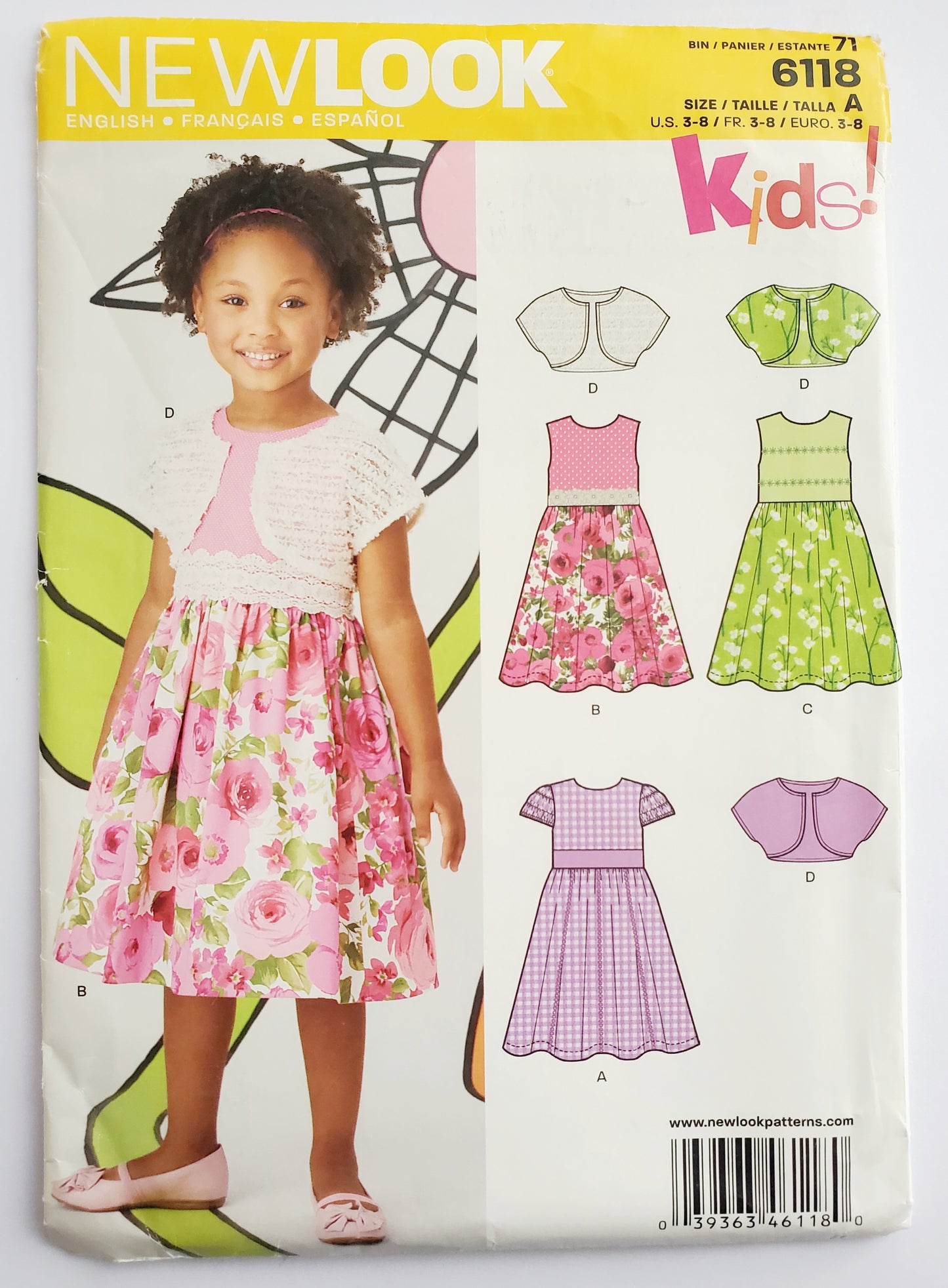 NEW LOOK Sewing Pattern 6118 Girls Kids Dress & Bolero Size 3-8