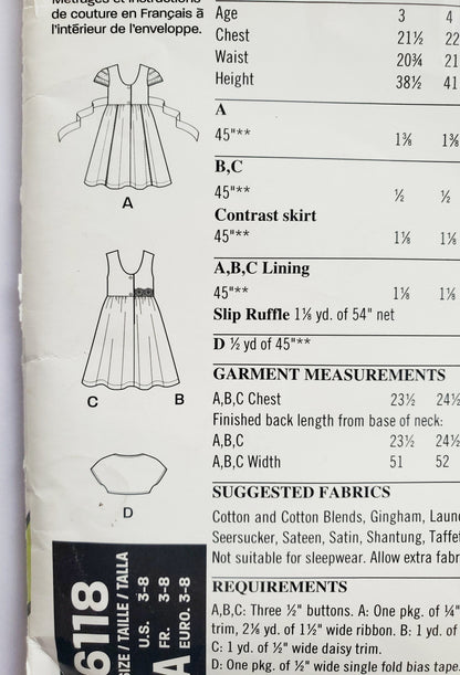 NEW LOOK Sewing Pattern 6118 Girls Kids Dress & Bolero Size 3-8