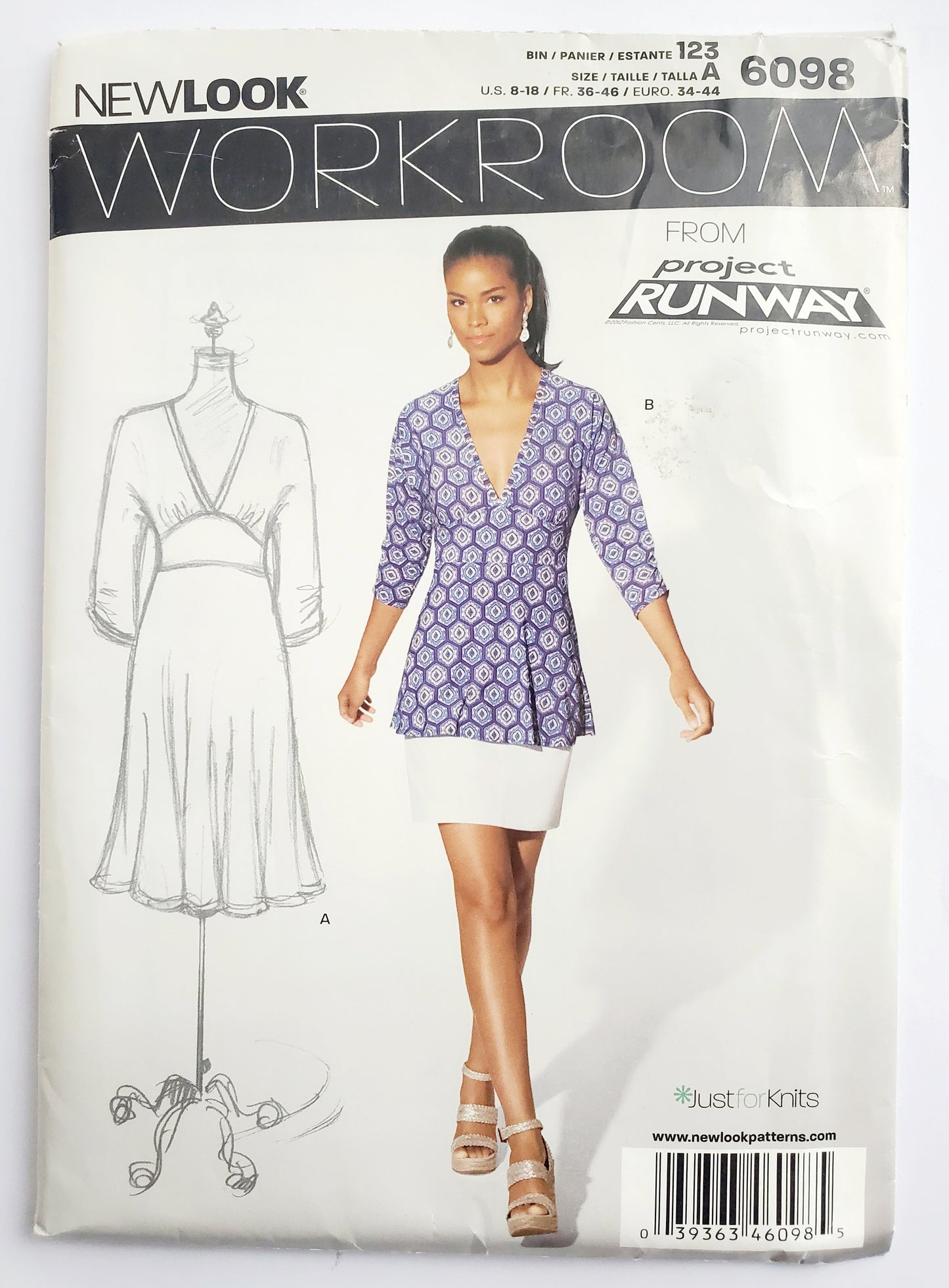 NEW LOOK Sewing Pattern 6098 Dress with Contoured Inset Waistband or Top Size 8-18