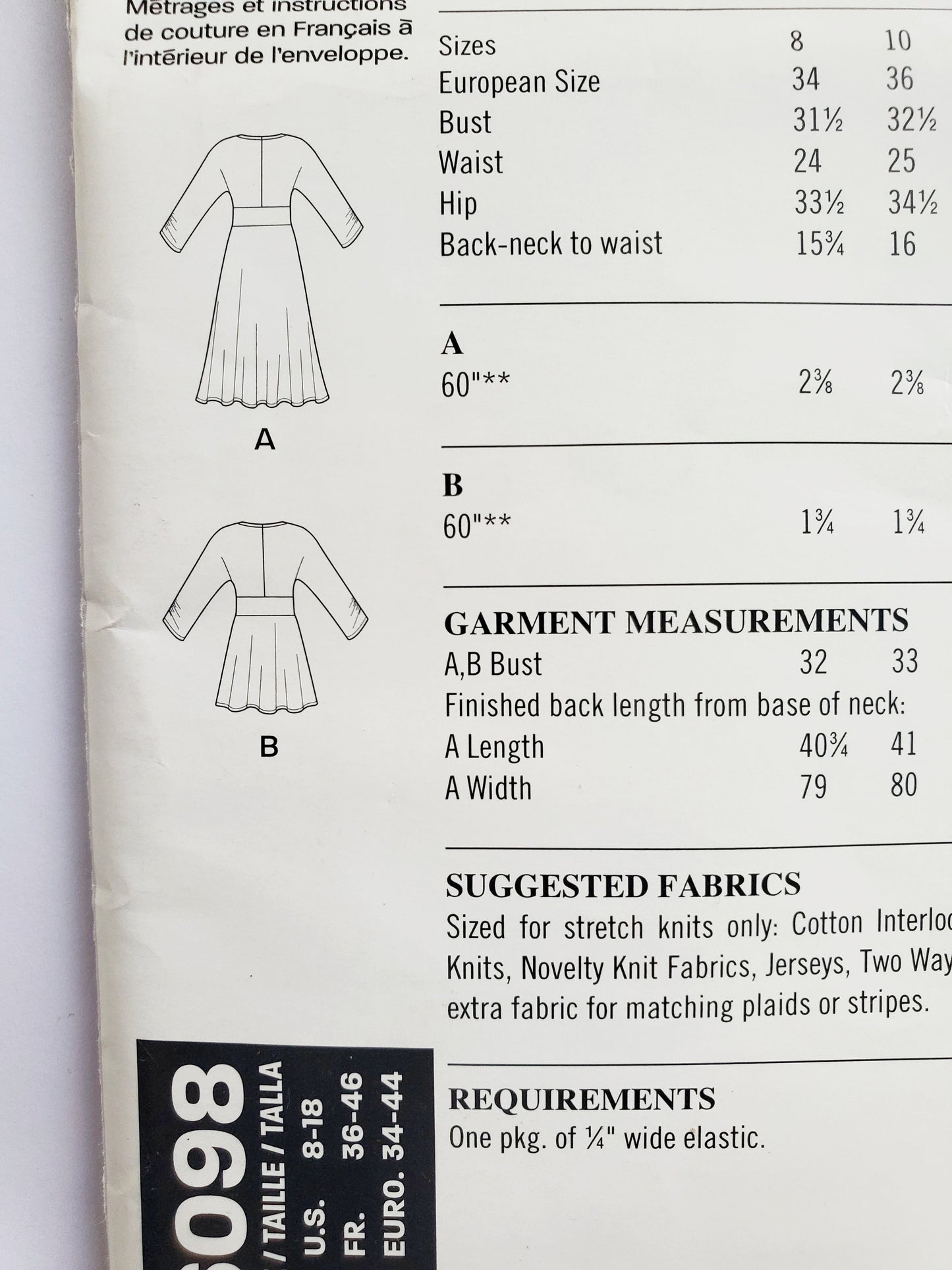 NEW LOOK Sewing Pattern 6098 Dress with Contoured Inset Waistband or Top Size 8-18