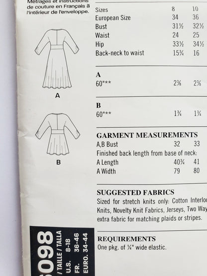 NEW LOOK Sewing Pattern 6098 Dress with Contoured Inset Waistband or Top Size 8-18