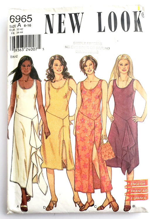 NEW LOOK Sewing Pattern 6965 Dress with Slits or Cascading Ruffles Size 6-16