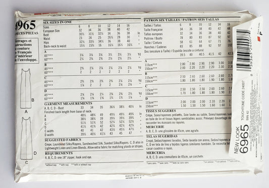 NEW LOOK Sewing Pattern 6965 Dress with Slits or Cascading Ruffles Size 6-16