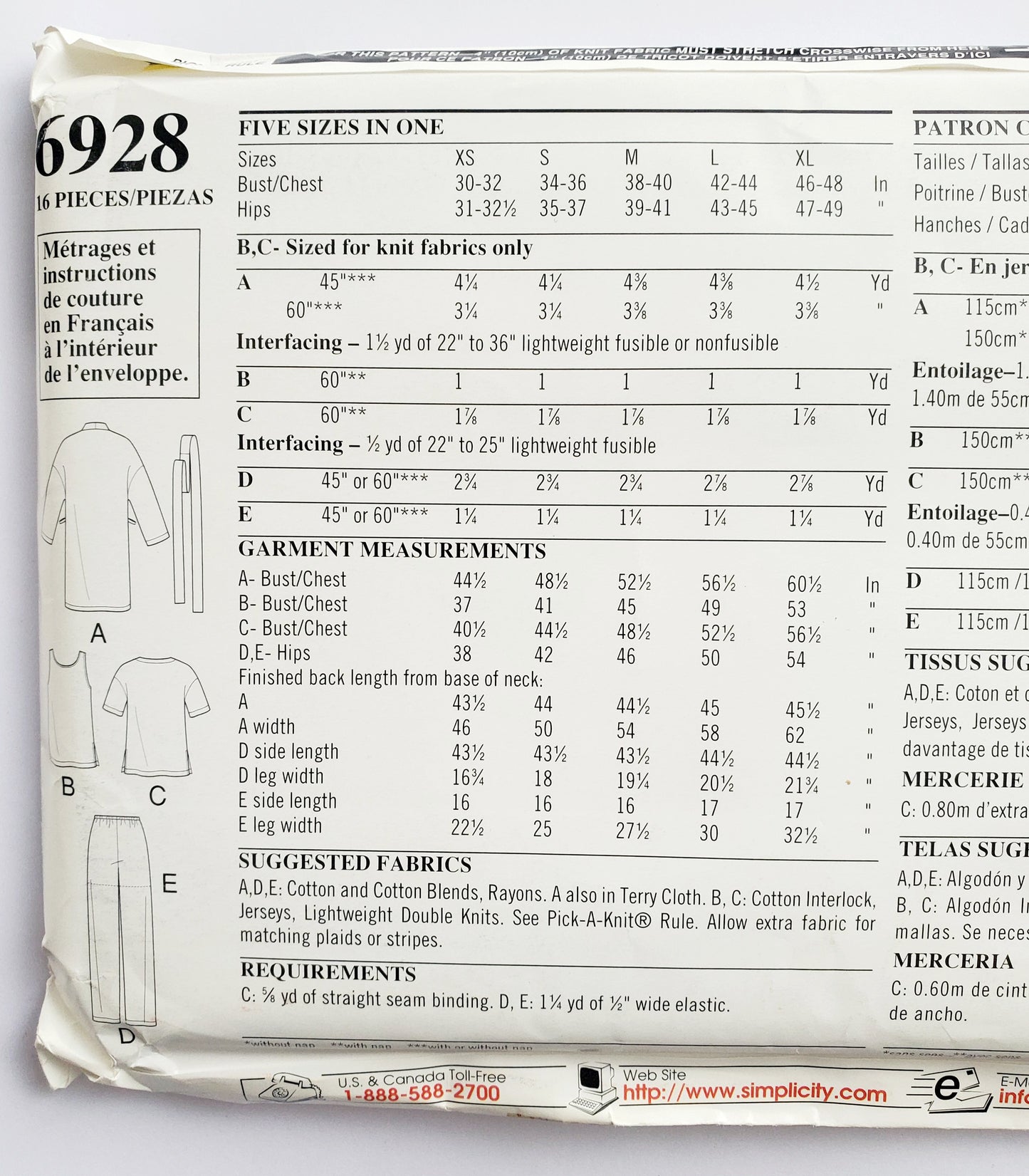 NEW LOOK Sewing Pattern 6928 Unisex Sleepwear, Robe, Pajama Sets Size XS-XL