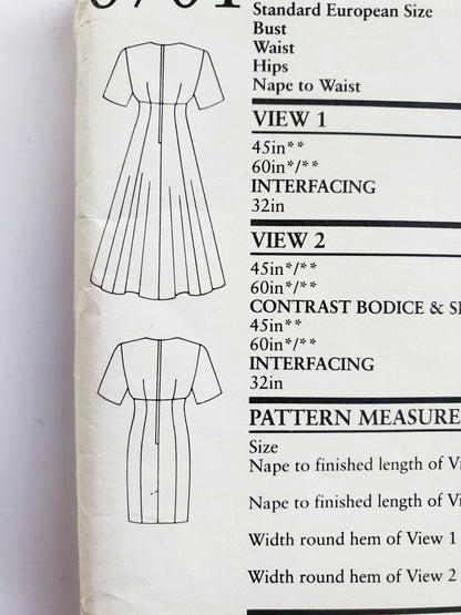 NEW LOOK Sewing Pattern 6701 Dress with Raised Waistline, Cross-Over Fabric on Chest.  Size 8-18
