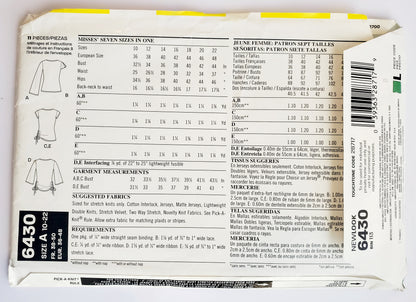 NEW LOOK Sewing Pattern 6430 Top Variations with Cross Over Fabric, Side Drawstrings & Ruched Style. Size 10-22