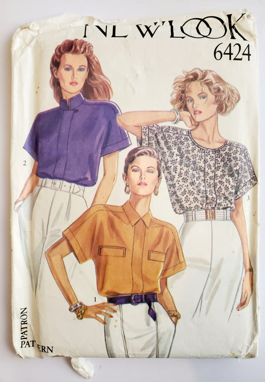NEW LOOK Sewing Pattern 6424 Shirts or Blouse with Hidden Button Panel. Size 8-18