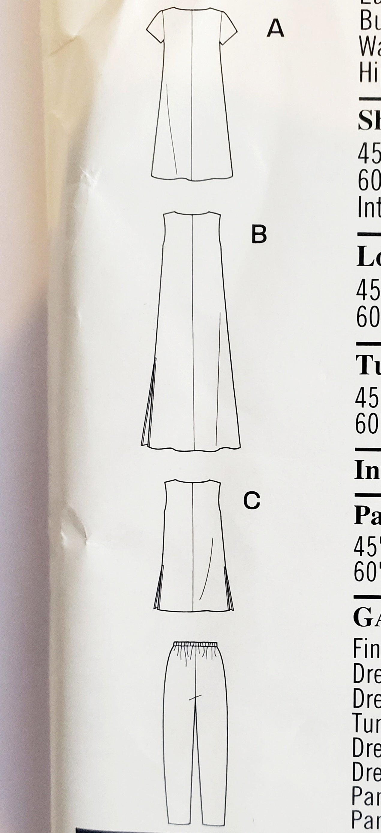 NEW LOOK Sewing Pattern 6602 Maxi Dress, Short Dress, Tunic or Top, Pants..  Size 10-28