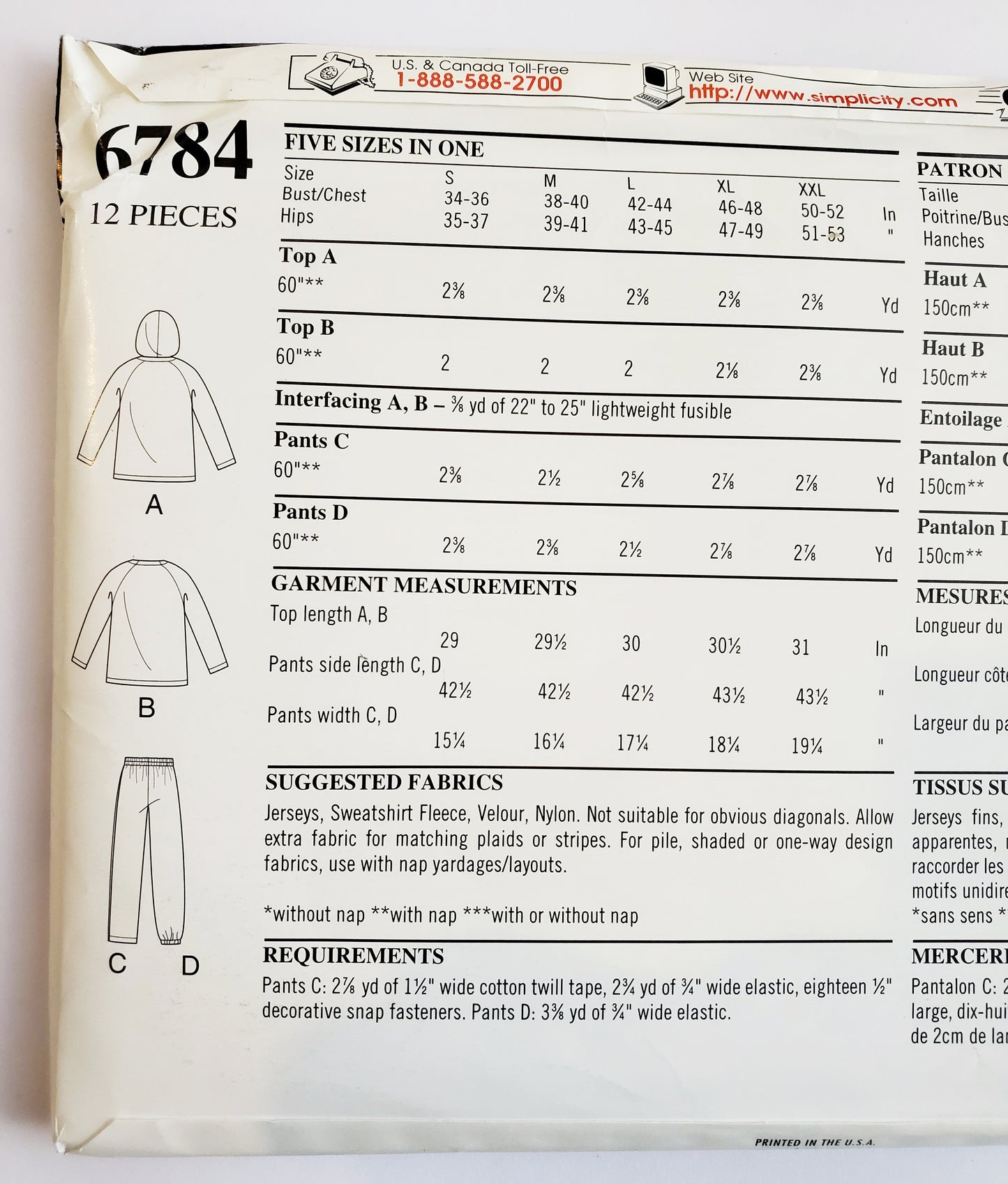 NEW LOOK Sewing Pattern 6784 Unisex Womans Men's Sweater, Jumper, Hoodie, Top, Pants with Side Decorative Snap Fastenerss Size S-XXL (Copy)