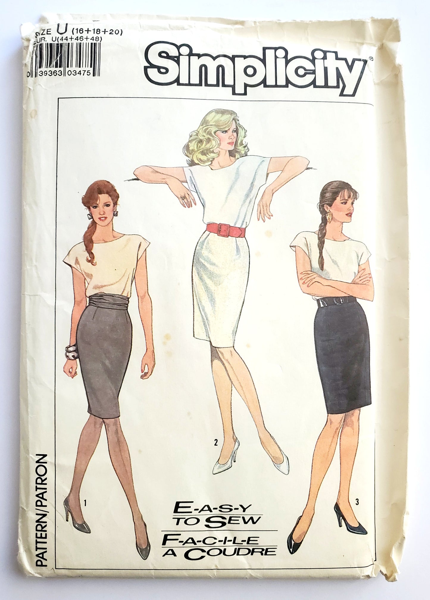 SIMPLICITY Sewing Pattern 8440, Skirt, Cummerbund, Size 16-20