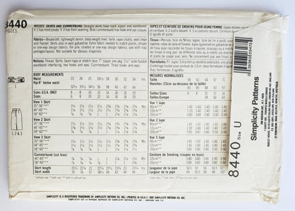 SIMPLICITY Sewing Pattern 8440, Skirt, Cummerbund, Size 16-20